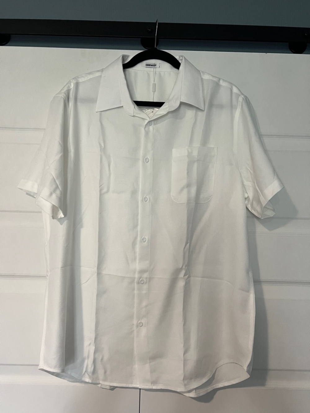 White Short-Sleeve Button-Up Shirt